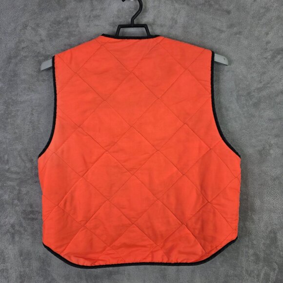 Mens Reversible Camouflage & Orange Quilted Hunting Vest Zipper Closure Size L - Picture 4 of 7